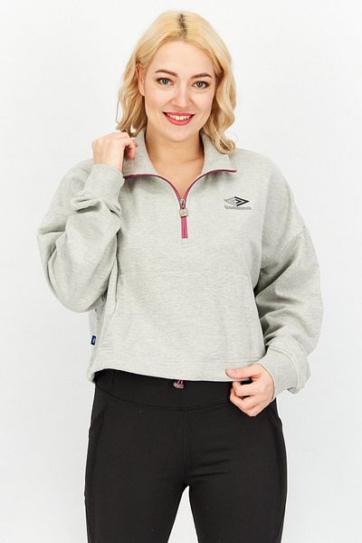 UMBRO Women Sportswear Fit Brand Logo Training Crop Sweatshirt, Grey Heather