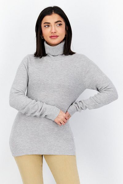 Calvin Klein Jeans Women Turtle Neck Long Sleeve Textured Sweater, Grey