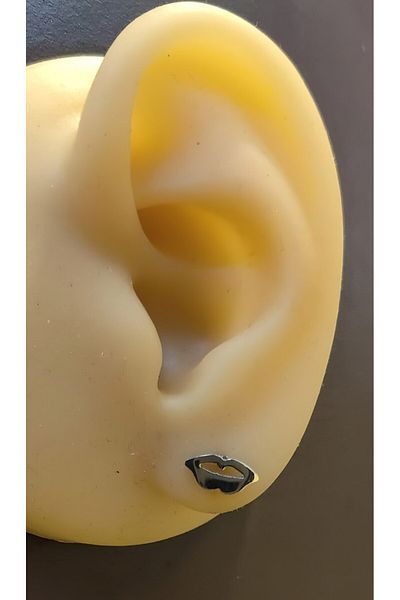 FG KONNİCHİWA 100% Steel Double Earrings Stainless Steel Blackened Patterned Icon Earrings (2 Pieces)