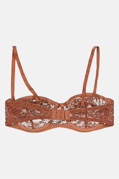 NA-KD Women Non Padded Lace Bra, Brown