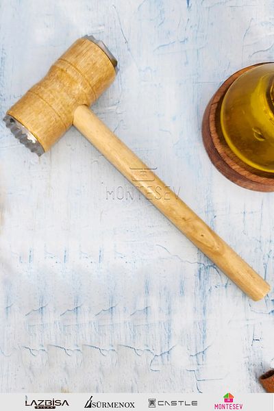 MONTESEV Meat Tenderizer Beater Two-Way Meat Tenderizer Hammer Wooden Handle Mallet