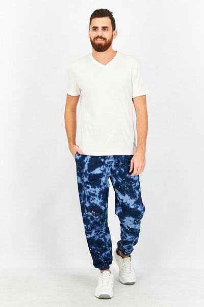 Sovereign Code Men Regular Fit Tie Dye Drawstring Jogger Pant, Navy