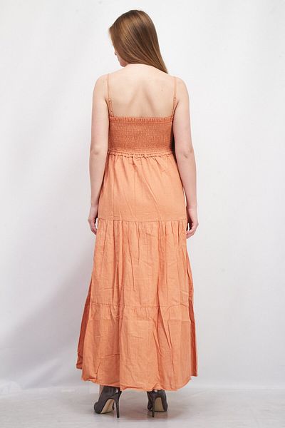 Lost + Wander Women Ruffle Neck Sleeveless Textured Maxi Dress, Peach