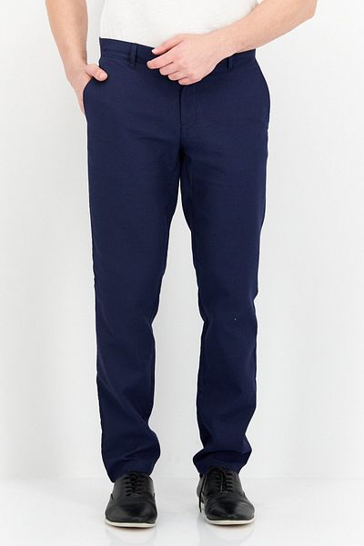 Trussardi Jeans Men Regular Fit Textured Chino Pants, Navy Combo