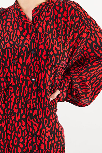 The Kooples Women Crew Neck Long Sleeves Texture Blouse, Red