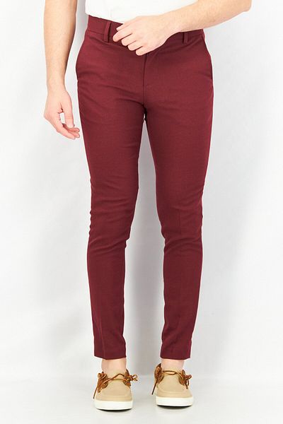 Asos Design Men Regular Fit Textured Chino Pants, Burgundy