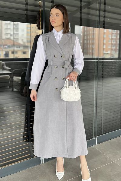 GÜLSELİ Gray Women's Double Suit