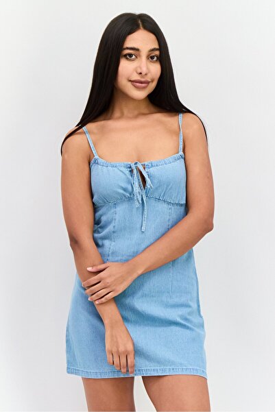 WRANGLER Women Washed Denim Mini Dress, Blue