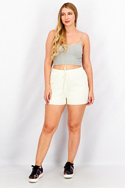 Charlie Holiday Women Drawstring Textured Shorts, Ivory