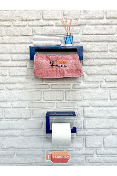 TASAGRAM Metalni plavi set od 2 komada: držač za peškire od 30 cm i držač za ...