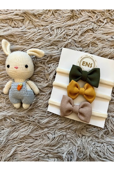 enes baby مجموعة من 3 باندانا ملونة مع مطاط مرن