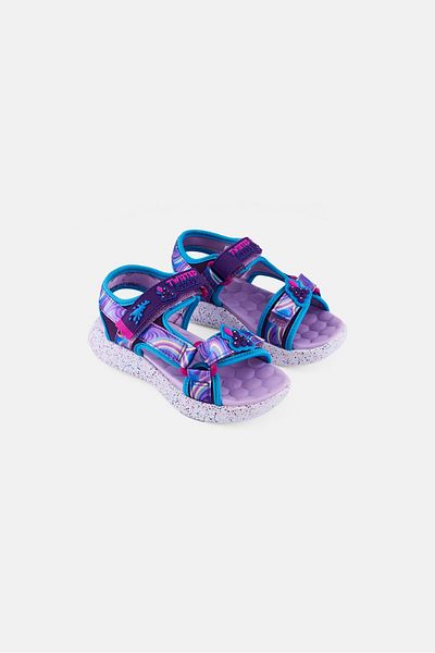 SKECHERS صندل جامبستر سبلاشرز للبنات الصغار بإغلاق فيلكرو، أرجواني