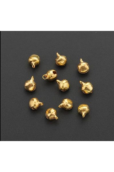 OZN AKSESUAR Gold Shiny Handle Bell Handbell Animal Leash Bell Amigurumi Bell Henna Night Tambourine Making Bell 12mm 50Pcs