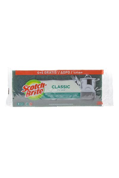 3M Scotch-Brite Classic Scrub Sponge 4+4 Combo Pack (8 Pc.)