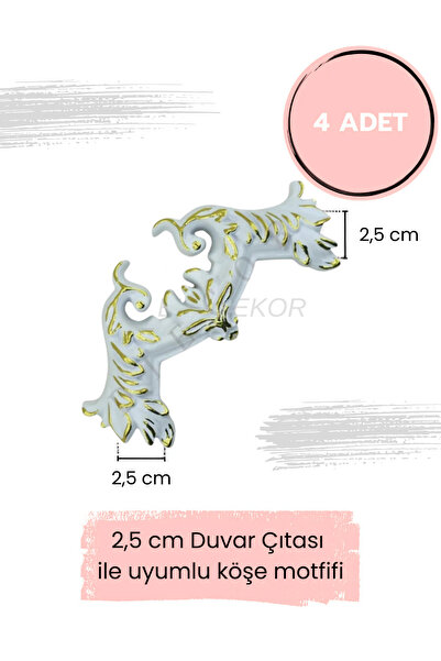 ELF DEKOR Dekoratif Boyanabilir Polimer 2,5 cm Duvar Çıtası Uyumlu Köşe Motif...