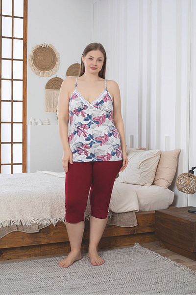 Asel Plus Size Lycra Combed Cotton Capri Pajama Set