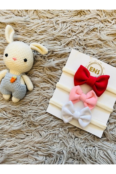 enes baby مجموعة من 3 باندانا ملونة مع مطاط مرن