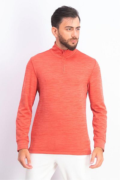Club Room Men Long Sleeve Quarter,zip Tech Sweater, Melone