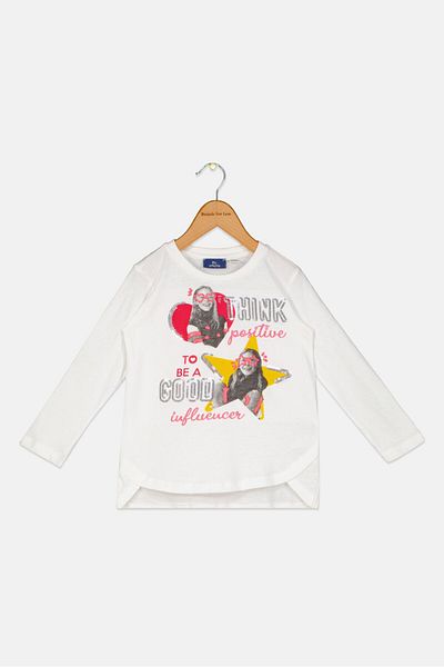 Chicco Toddlers Girl Graphic Print Tee, White Combo