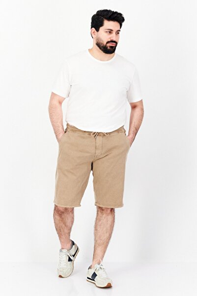 CELIO Men Plain Drawstring Basic Short, Dark Beige