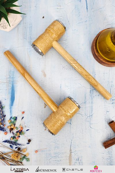 MONTESEV Meat Tenderizer Beater Two-Way Meat Tenderizer Hammer Wooden Handle Mallet