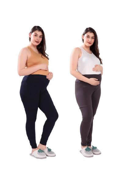 Tummy Pack of 2 Viscose Solid High Waist Maternity Leggings