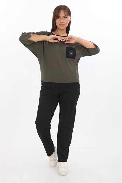 EXİTLİNE Kadın Aksesuarlı Standart Kesim Haki Takım