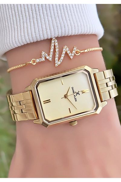 Daniel Klein Brand Gold Color Waterproof Women's Wristwatch - Bracelet