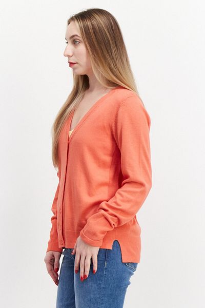 Esprit Women V Neck Knitted Cardigan, Pale Red