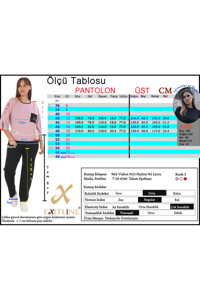 EXİTLİNE Kadın Aksesuarlı Standart Kesim Haki Takım