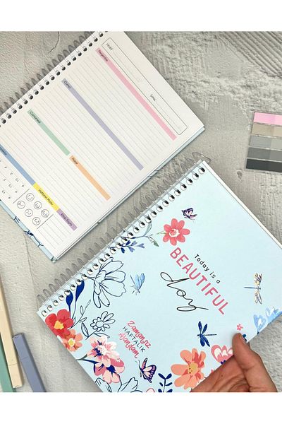 ZeCo Collection Timeless Weekly Planner with Stickers, Spiral Hard Cover, Dragonfly Pattern