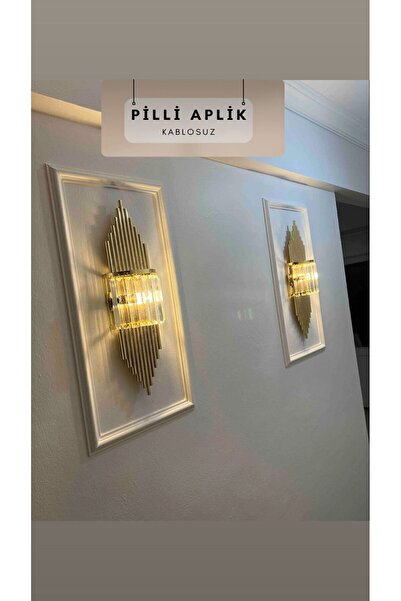 luxury modern aydınlatma Pilli Aplik Gold Rengi Duvar Lambasi