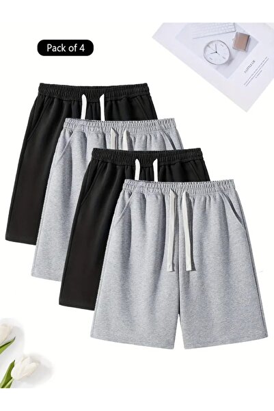 MOY TEKSTİL Pack of 4 Men's Combed Cotton Shorts