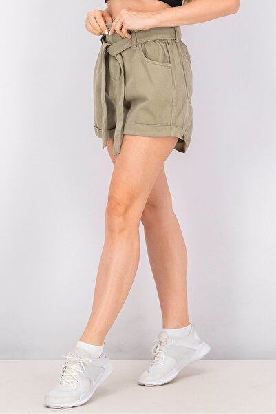 Jennyfer Women Plain Basic Denim Shorts, Light Green
