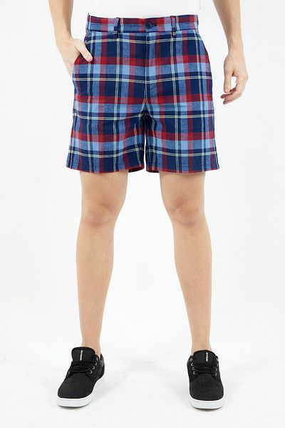 Lacoste Men Plaid Basic Shorts, Blue
