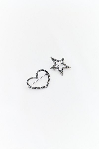 PARFOIS Women 2 Piece Rhinestone Brooches , Silver