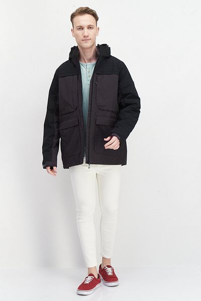 Trespass Men Hooded Brand Logo Parka Jacket, Dark Grey