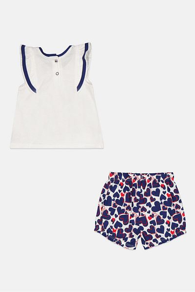 Chicco Toddlers Girl Short Sleeve Top And Bottom Short Set, White