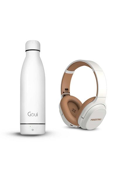 GOUİ عرض قوي - مطارة + مايسترو - نيتف سماعة رأس بلوتوث أبيض بنی)