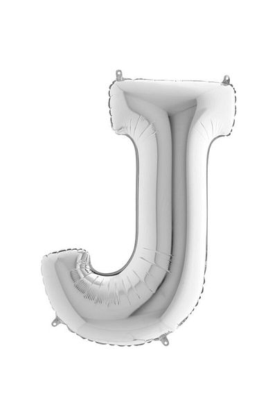 ikm balon Letter J Silver Color Helium Balloon 100 Cm