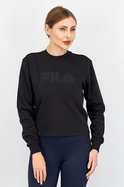 FILA Women Sportswear Fit Long Sleeve Brand Logo Sweatshirt, Black