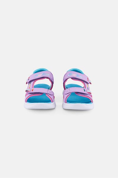 SKECHERS صندل Flex Splash Vibrant Mood بإغلاق فيلكرو للبنات الصغار، لون لافندر