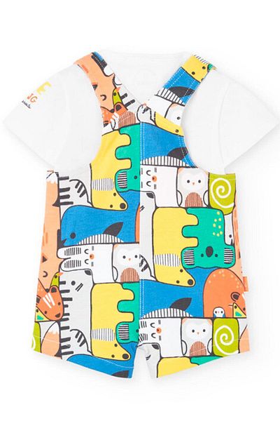 Boboli Animals Printed Baby Boy 2-Piece Salopet Shorts Set