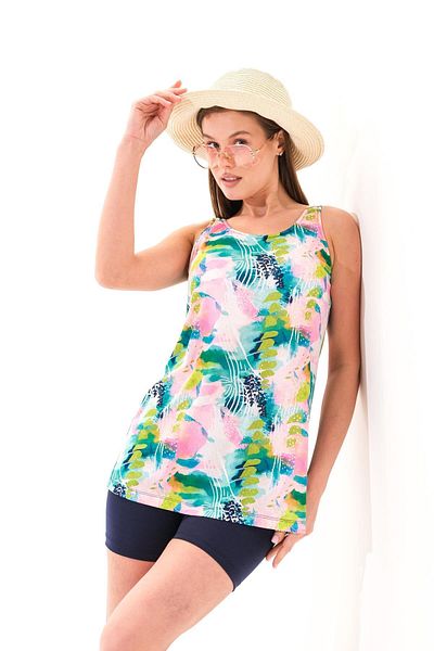 Signature Style 725705 2 Piece Sea/Pool Leggings Swimsuit Set with _Strap Tunik and Shorts