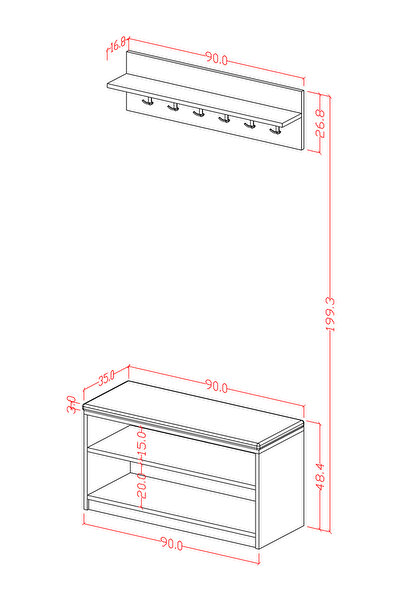 asratrend Puflu Ayakkabılık ve Askılık A-34