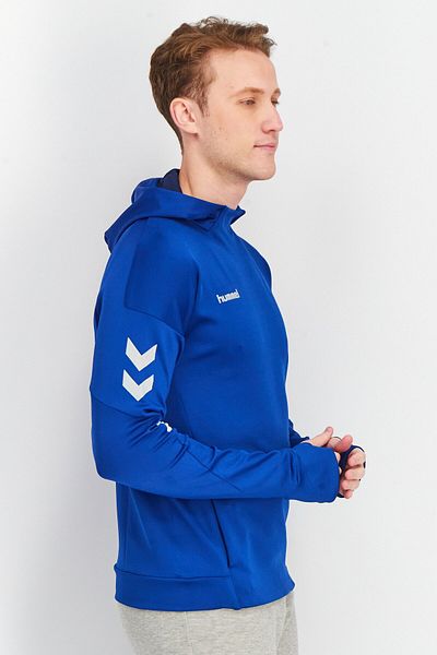 hummel Men Sportswear Fit Hooded Long Sleeve Brand Logo Sweatshirt, Navy Combo