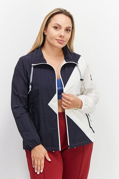 Aigle Women High Neck Two Tone Wind Breaker Jacket, Navy