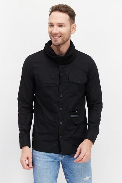 Antony Morato Men Straight Fit Plain Long Sleeves Casual Shirt, Black