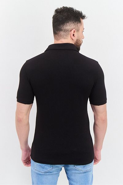 Kenneth Cole Men Regular Fit Solid Short Sleeves Polo Shirt, Black