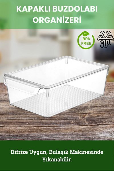BAGER MARKET Refrigerator Organizer with Lid, Refrigerator Storage Container, In-Cabinet Organizer 6500 ml